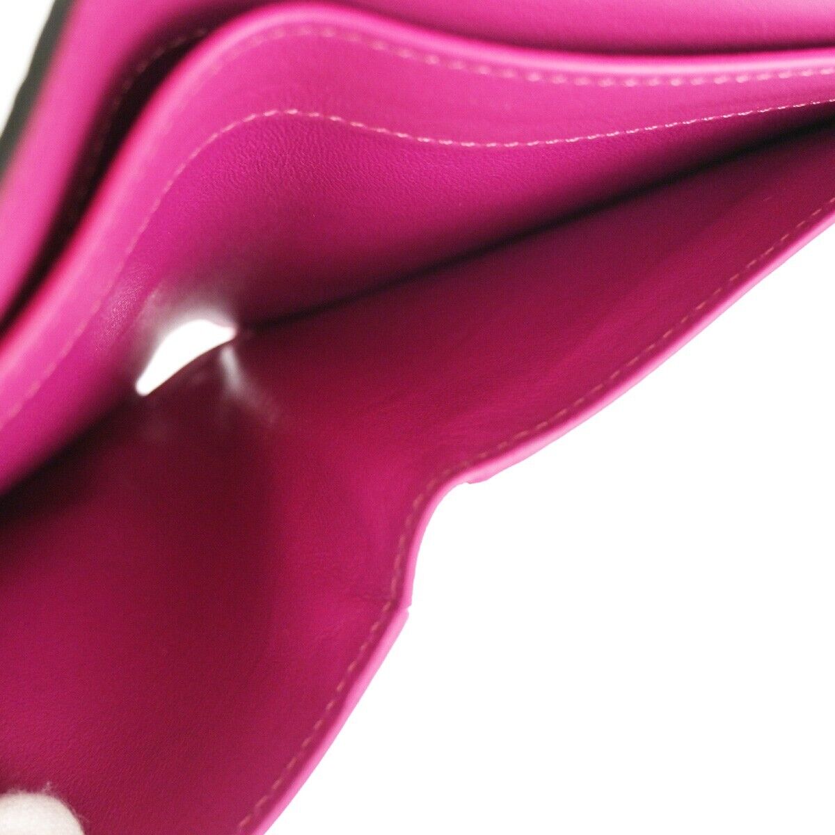 FENDI Logo Peekaboo Bifold Wallet Purse Leather Magenta SHW Italy 39RJ491