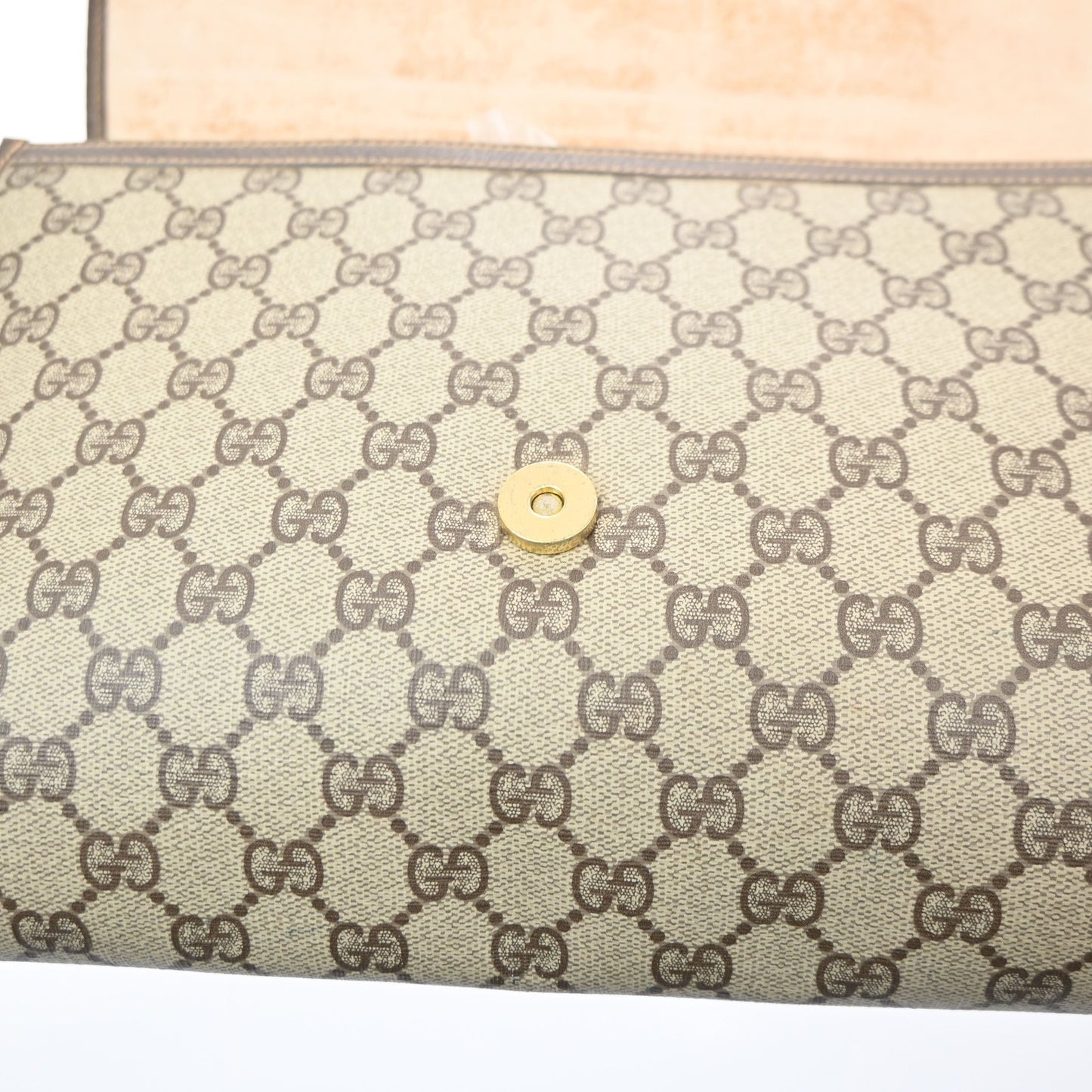 GUCCI GG Sherry Pattern Clutch Hand Bag PVC Leather Brown Italy 09KD128