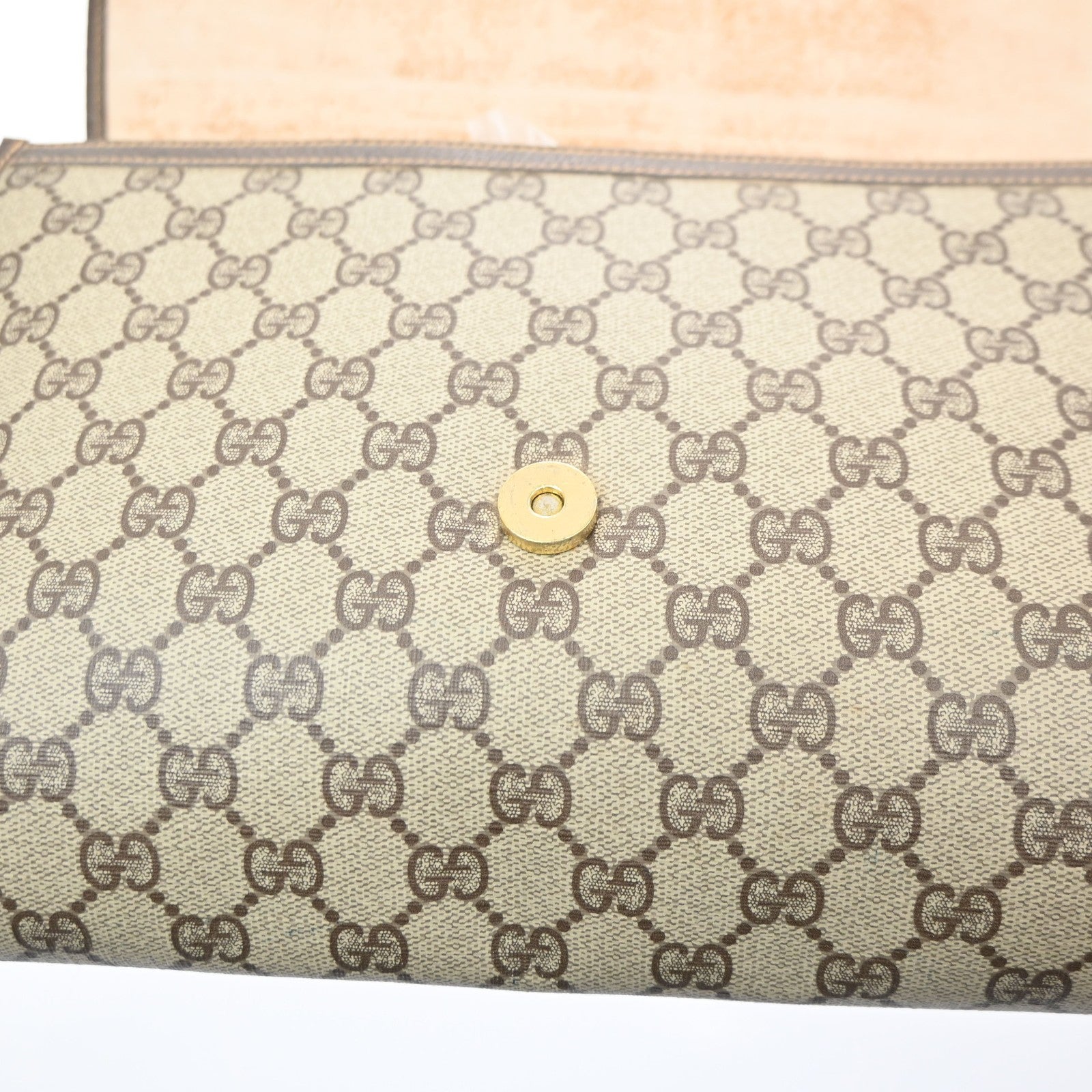 GUCCI GG Sherry Pattern Clutch Hand Bag PVC Leather Brown Italy 09KD128