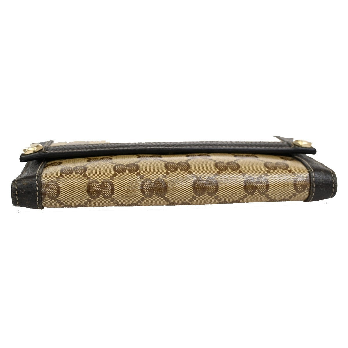 GUCCI Logo Crystal GG Pattern Long Wallet Coating Canvas Leather Brown 63EE258