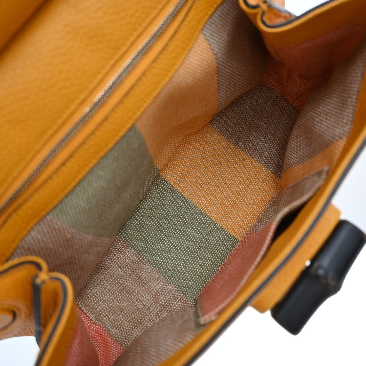GUCCI GG Logo Daily 2Way Shoulder Hand Bag Bamboo Leather Orange 72KP091