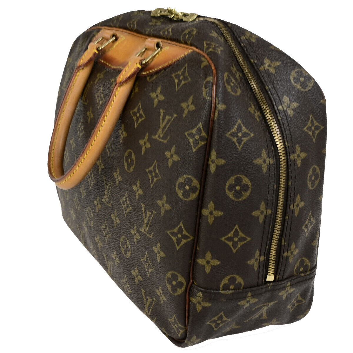 LOUIS VUITTON LV Logo Deauville Hand Bag Monogram Leather Brown M47270 34SJ499