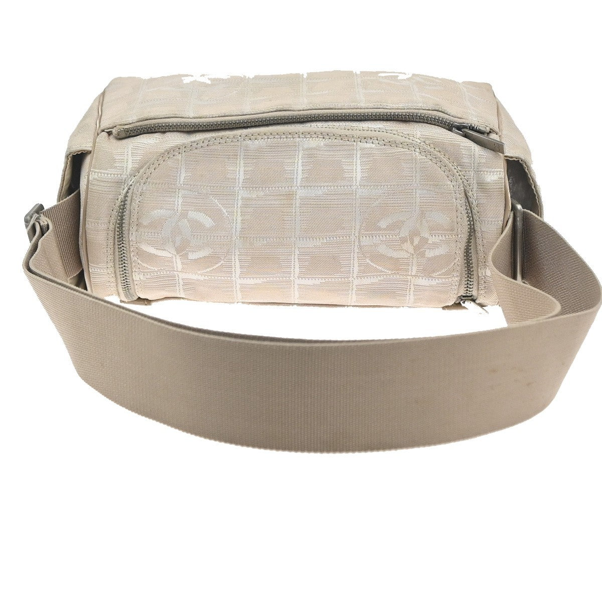 CHANEL CC New Travel Line Shoulder Bag Jacquard Canvas Leather BE SHW 62MA443