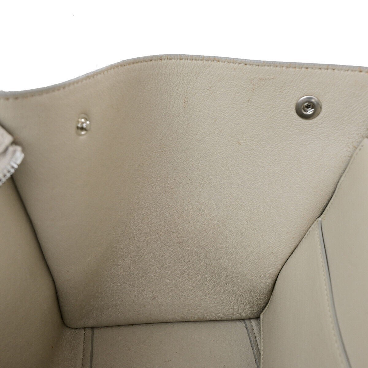 CELINE Logo Trapeze 2Way Shoulder Hand Bag Suede Patent Leather Beige 83YF548