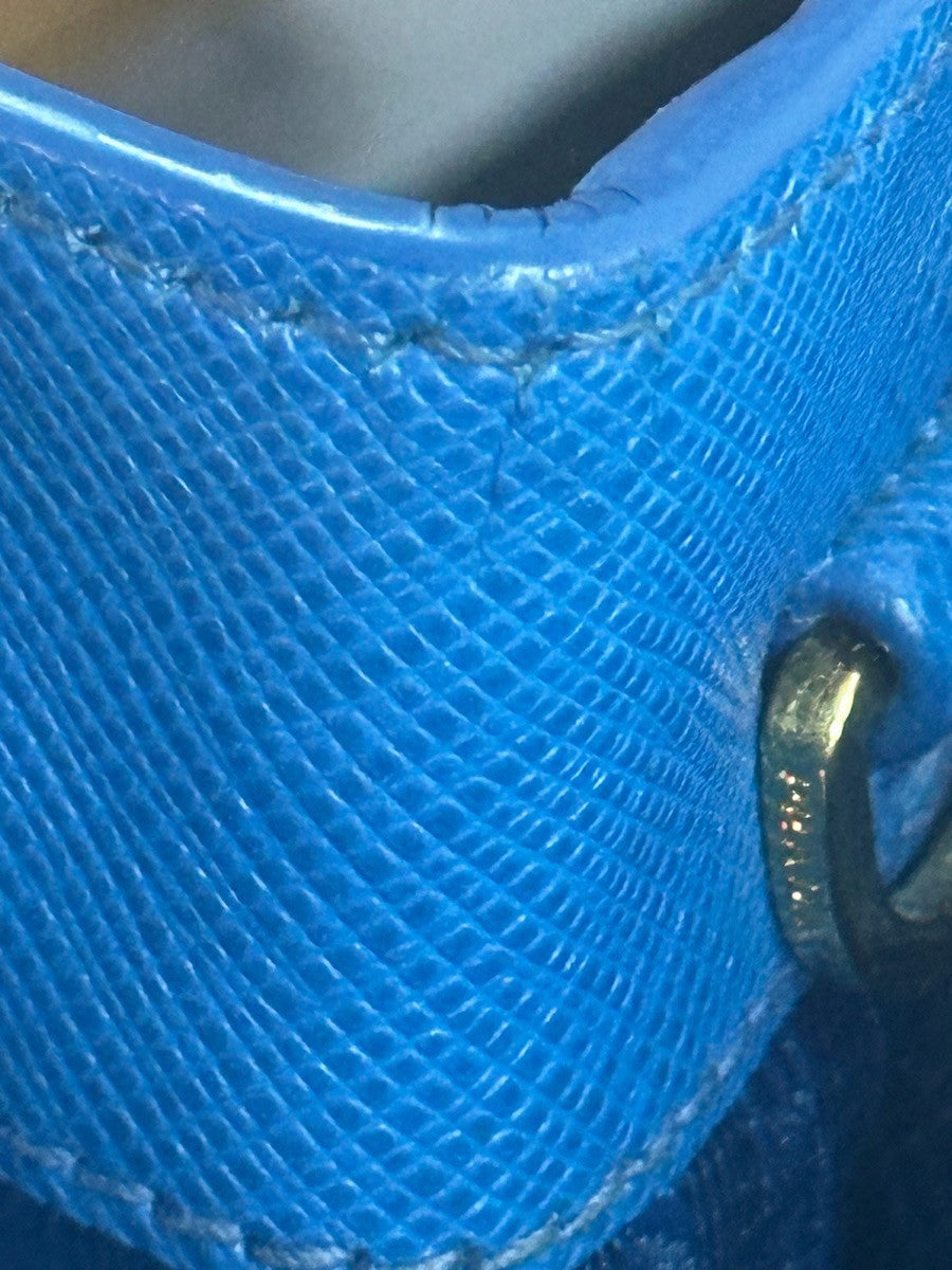 PRADA MILANO Logo Double Zip Tote Bag Saffiano Leather Blue GHW Italy 12CA241