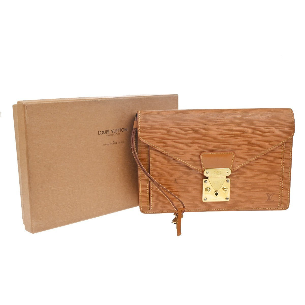 LOUIS VUITTON Sellier Dragonne Clutch Hand Bag Epi Leather Gold M52618 05TA594