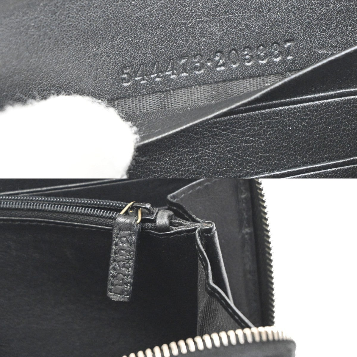 GUCCI Logo Guccissima GG Pattern Long Zipper Wallet Leather Black 60FC118