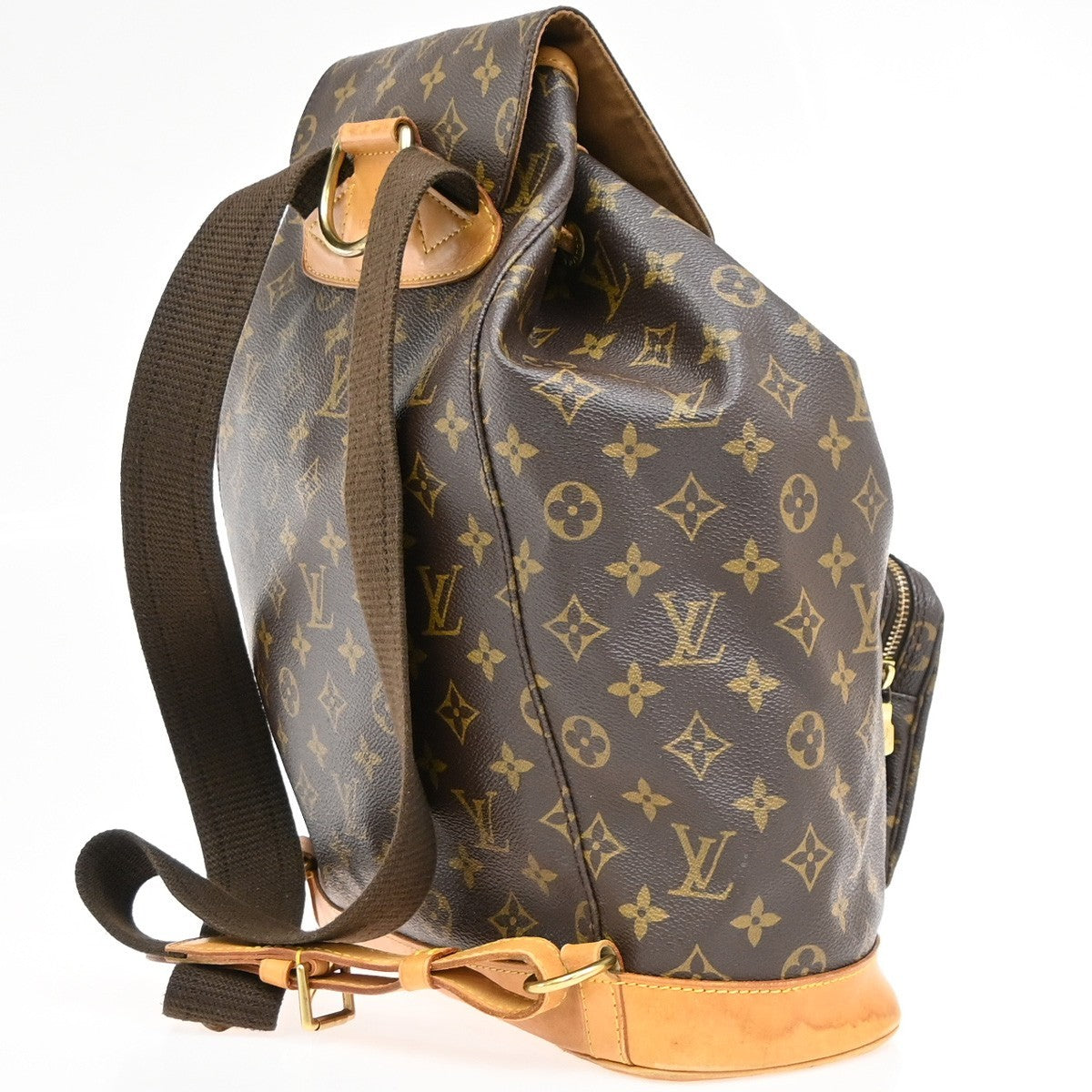 LOUIS VUITTON Montsouris GM Backpack Bag Monogram Leather Brown M51135 99PA036