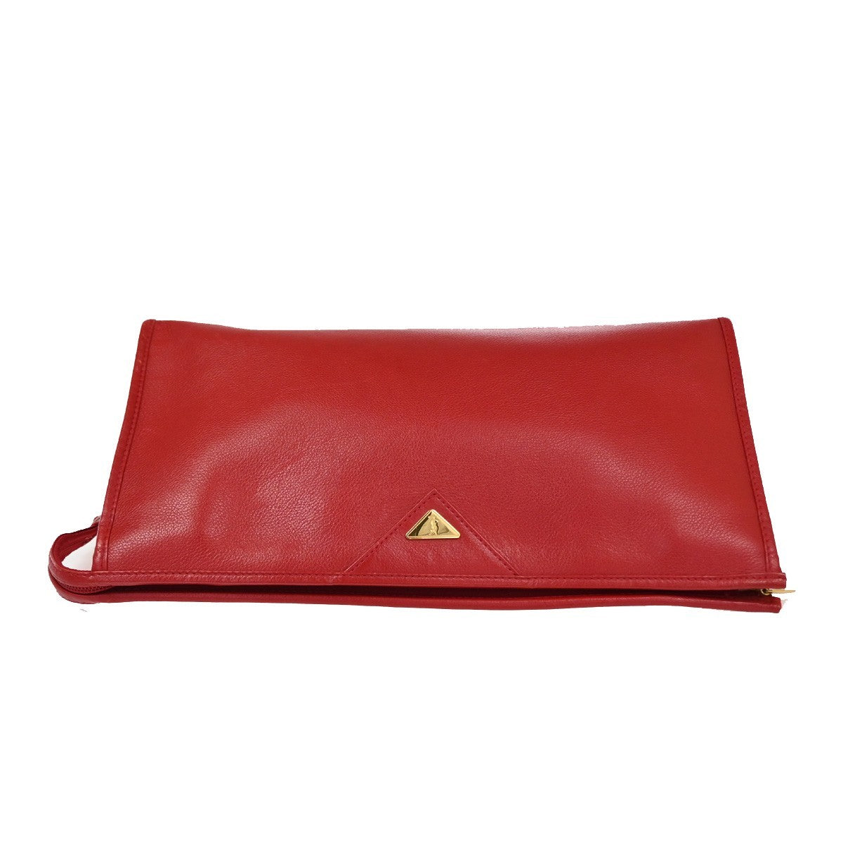 SAINT LAURENT YSL Plate Logo Clutch Bag Red GHW 08TA670