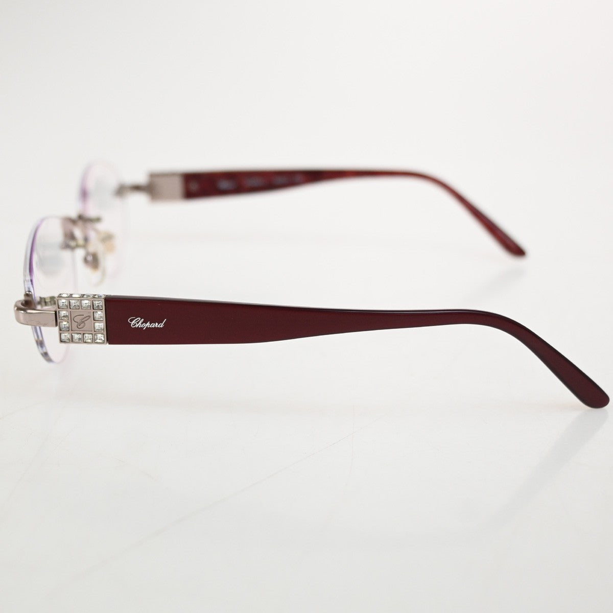 Chopard Glasses Eye Wear Plastic Metal Rhinestone Red Silver VCH841J 01CA894