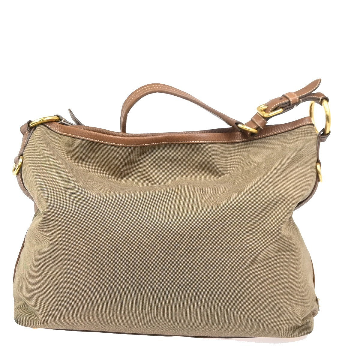 PRADA Logo Shoulder Hobo Bag Jacquard Canvas Leather Brown GHW Italy 85YH899