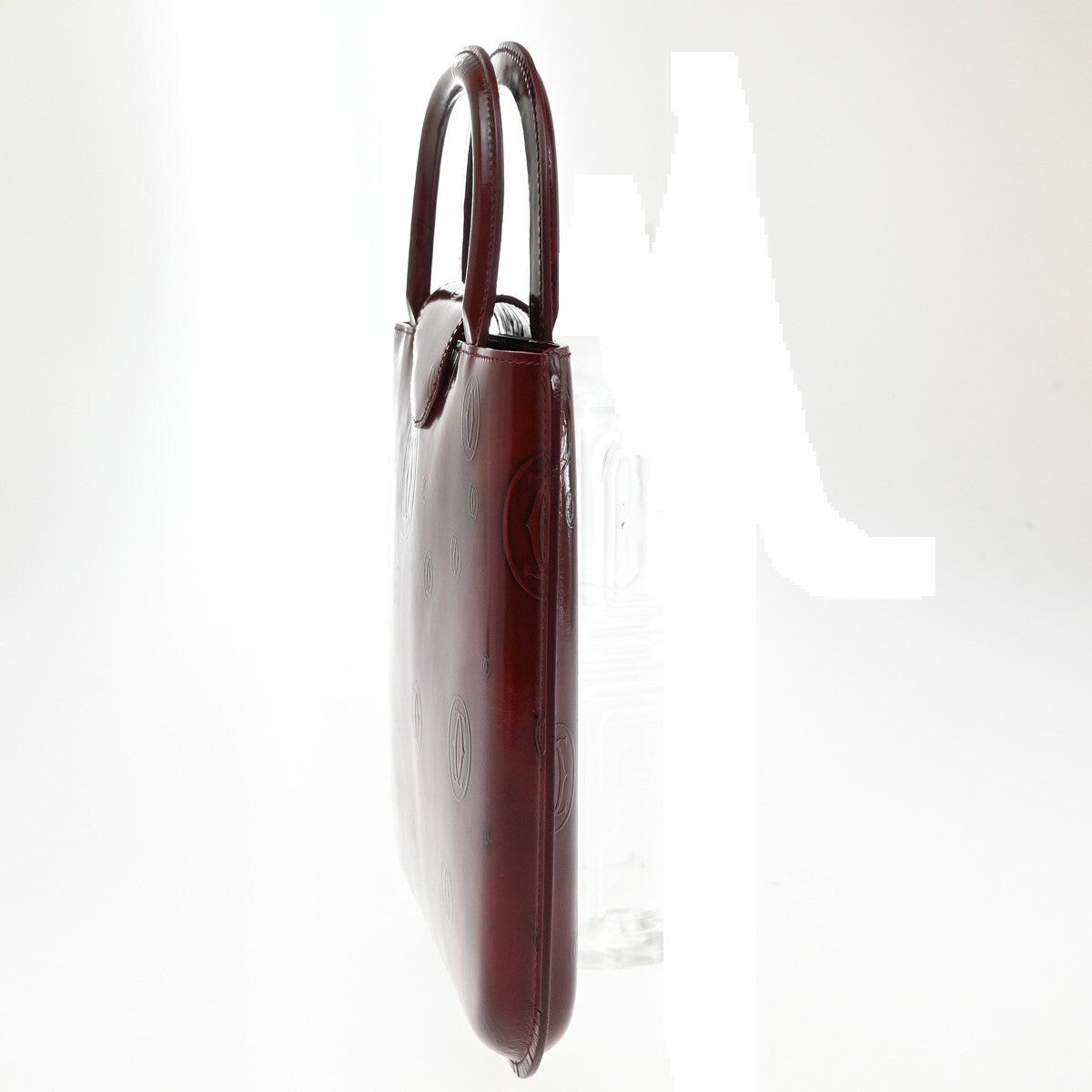 CARTIER Logo Birthday Hand Bag Patent Leather Red France 30EF198