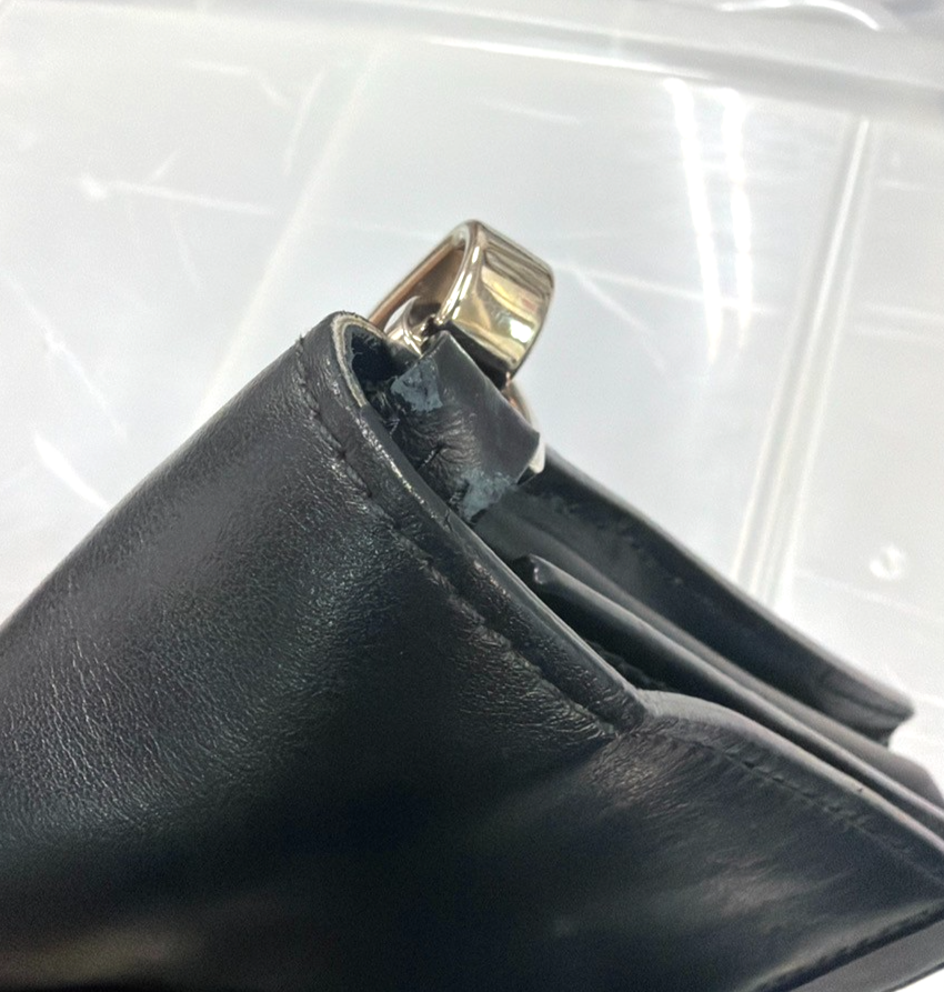 PRADA Logo Metal Ribbon Mini Shoulder Bag City Calf Leather Black SHW 79YJ076