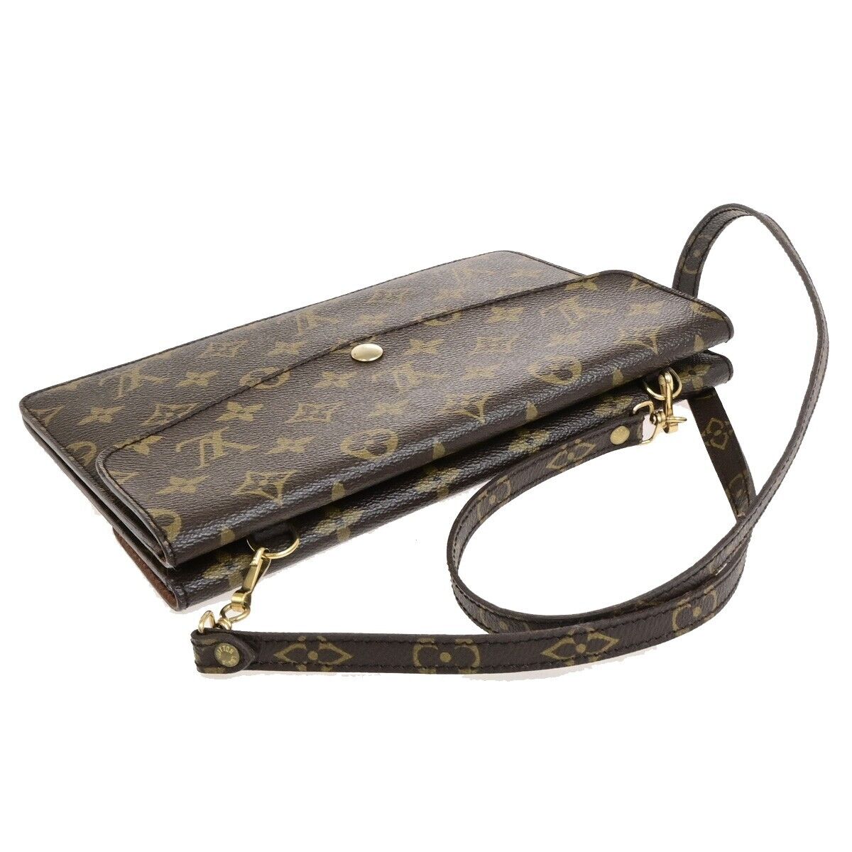 LOUIS VUITTON Double Rabat Shoulder Bag Monogram Leather Brown M51815 36FB517