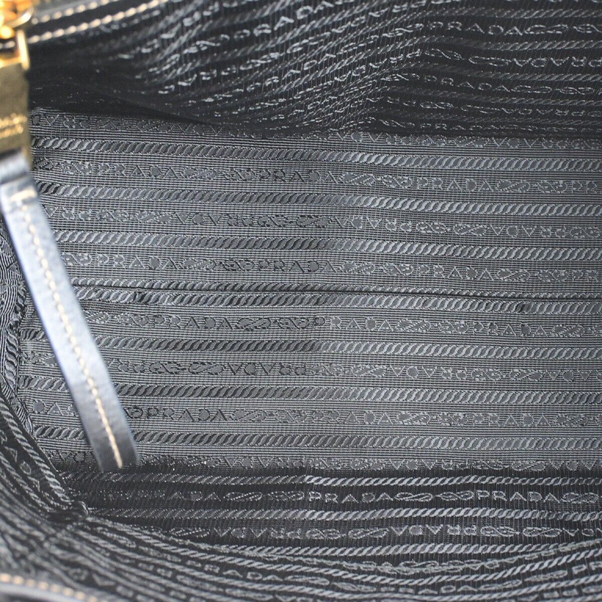 PRADA MILANO Logo Jacquard Shoulder Bag Canvas Leather Brown Black Gold 75SH961