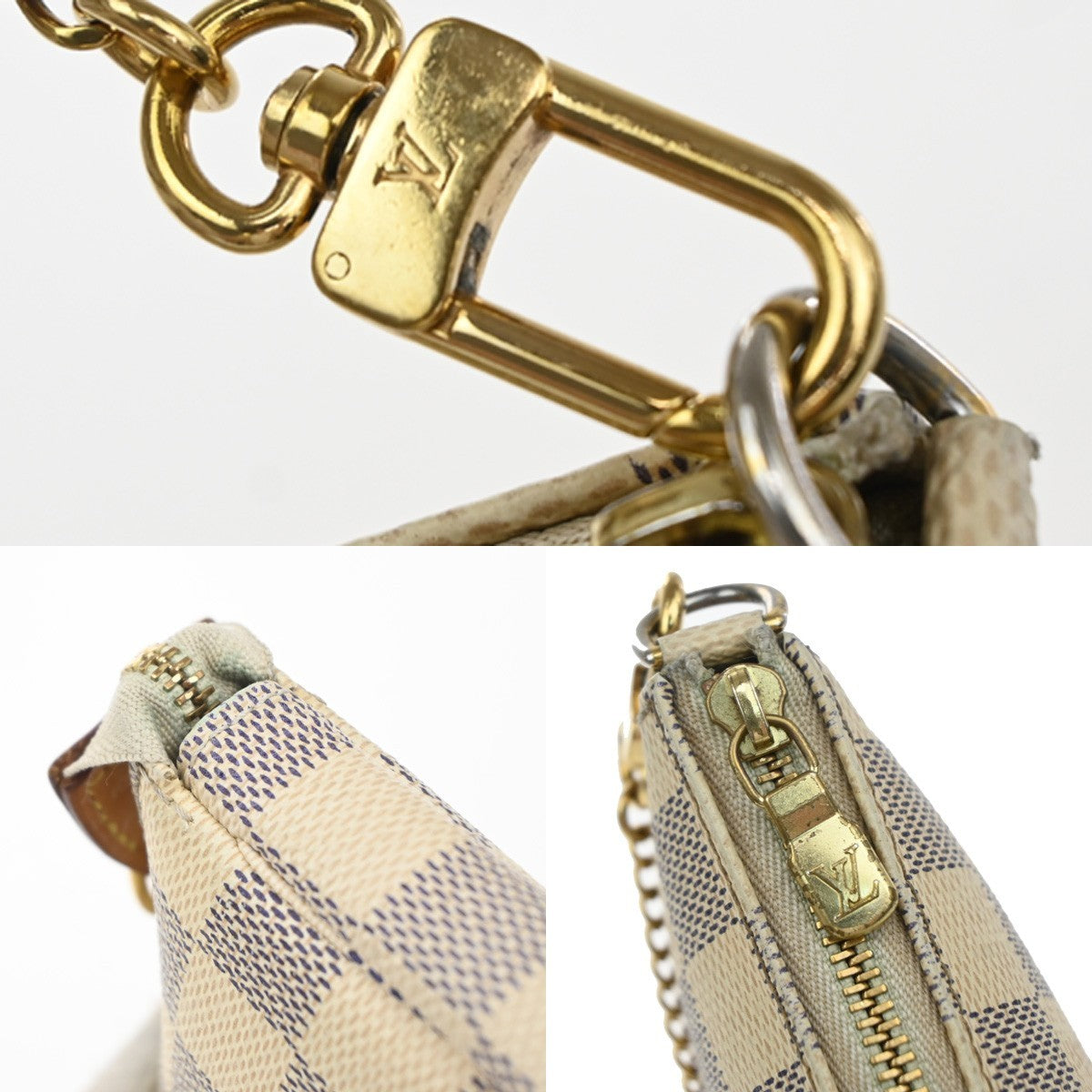 LOUIS VUITTON Mini Pochette Accessoires Hand Bag Damier Azur WE N58010 82YJ213