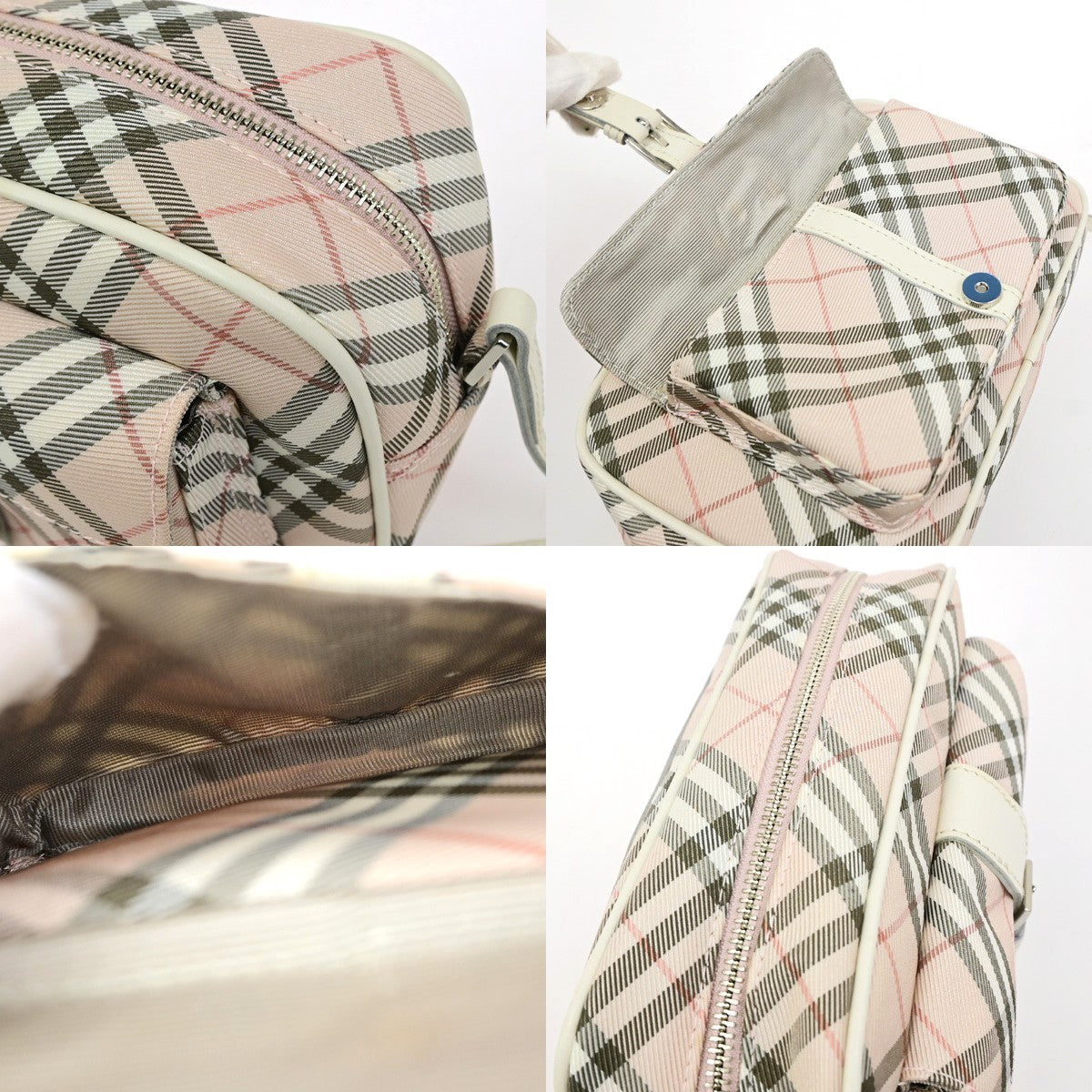BURBERRY Blue Label Nova Check Shoulder Bag Canvas Leather Pink SHW 69YJ269