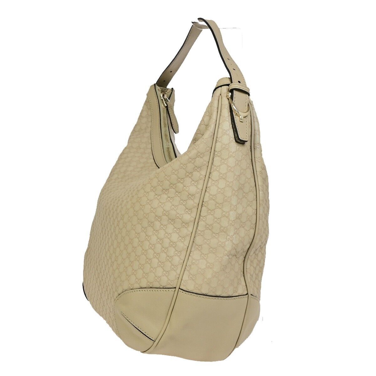 GUCCI Micro GG Guccissima Shoulder Hand Bag Leather Beige Italy 85EB460
