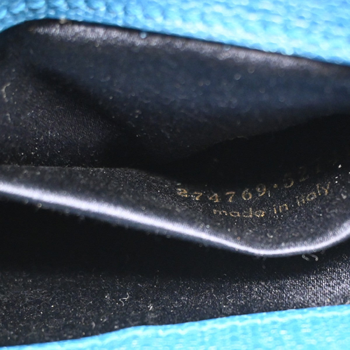 YVES SAINT LAURENT YSL Textured Shoulder Bag Calfskin Leather Navy Blue 69CA594