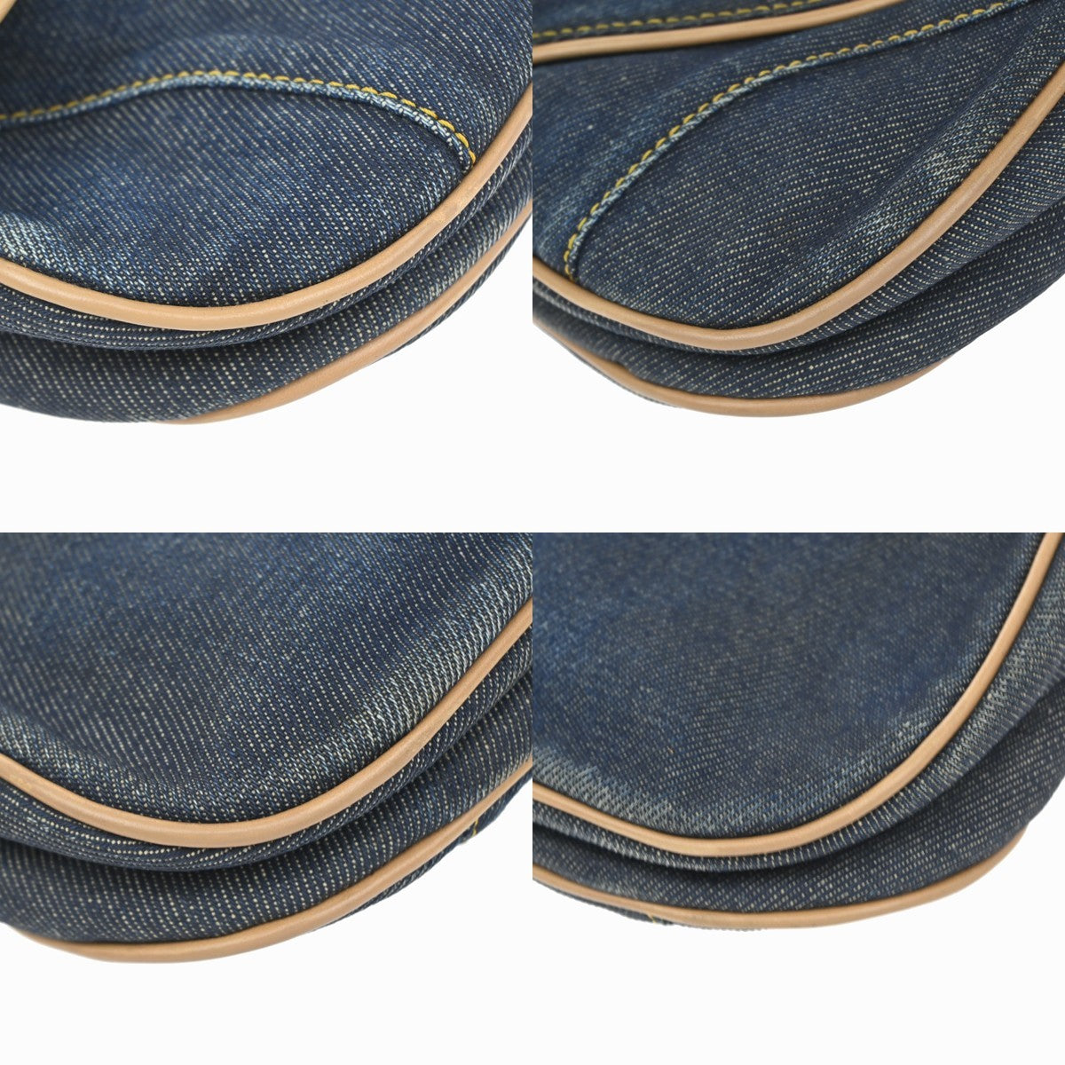 45.Live CHRISTIAN DIOR Double Saddle Denim Shoulder Bag Canvas Leather 308RP166