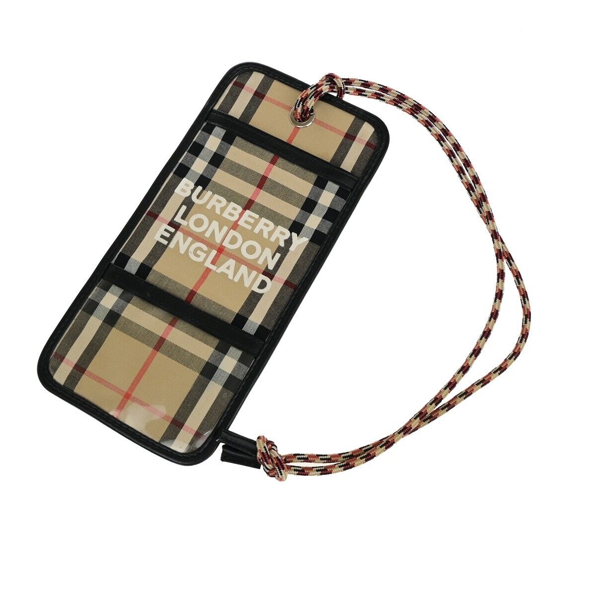 BURBERRY Logo Check Card Case Holder Canvas Leather Brown Black Italy 67EB823