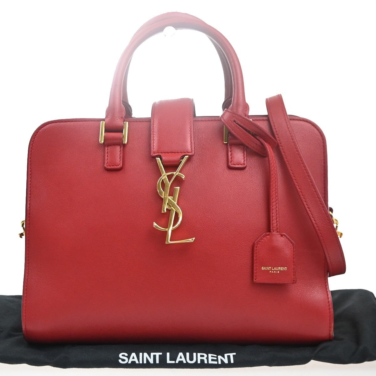 SAINT LAURENT Baby Cabas YSL 2way Shoulder Hand Bag Leather Red Italy 97RL889