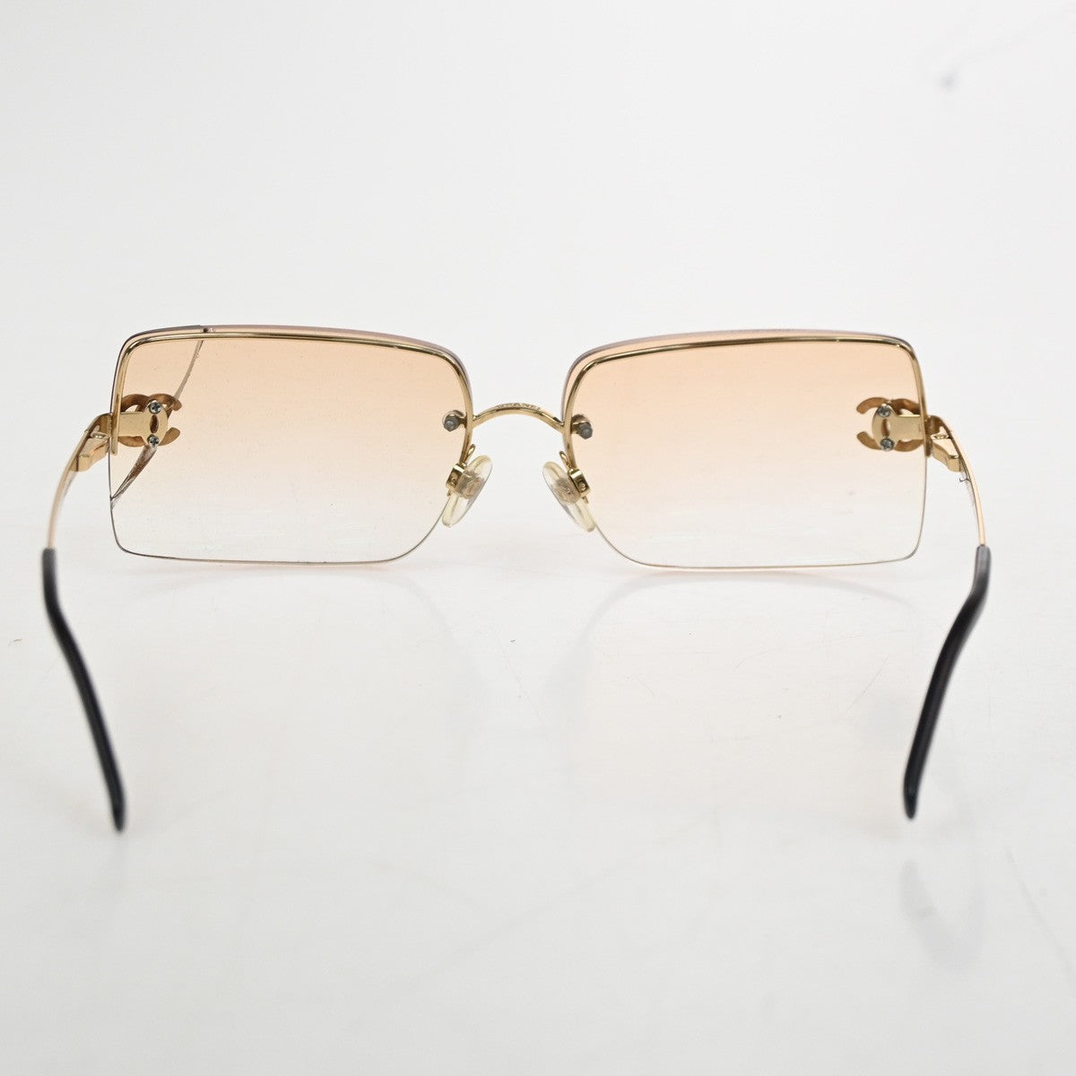 CHANEL CC Logo Rhinestone Rimless Sunglasses 4092-B Plastic Metal GHW 63RL930