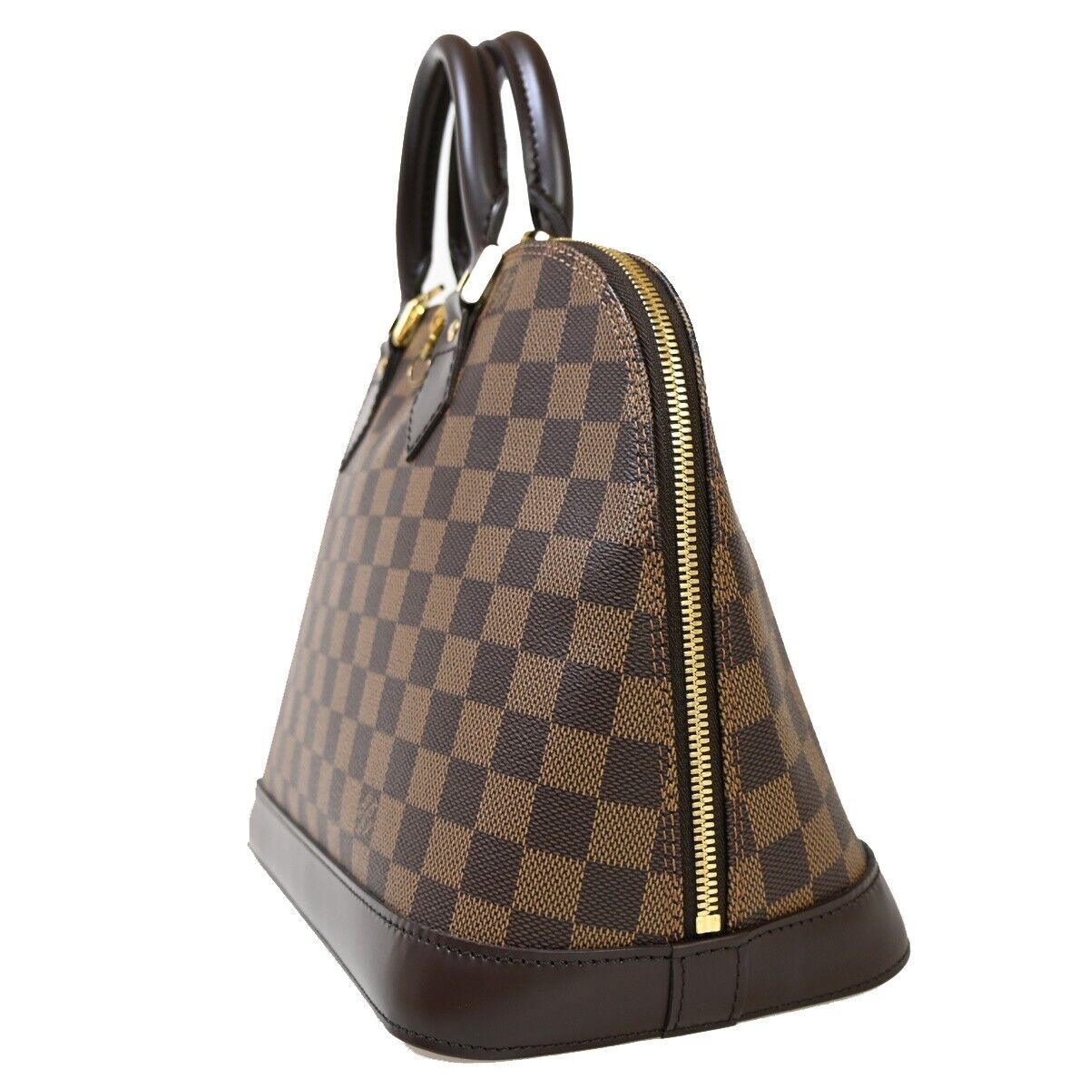 LOUIS VUITTON LV Logo Alma Hand Bag Damier Ebene Leather Brown N51131 667RJ743