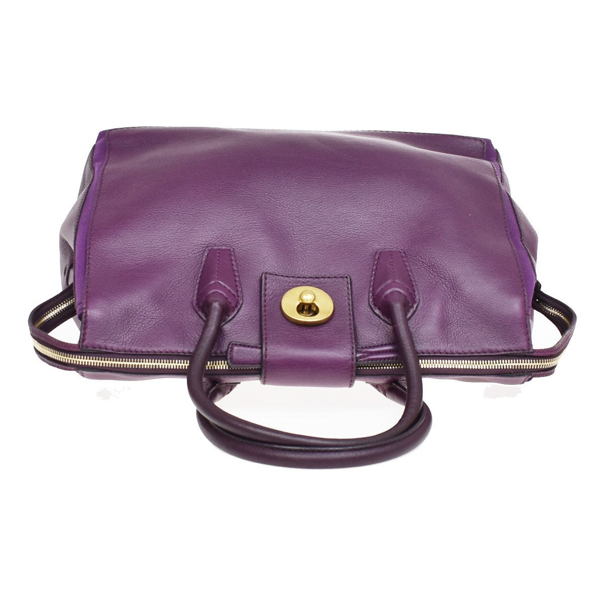YVES SAINT LAURENT YSL Logo Hand Bag Leather Purple GHW Italy 32EF751