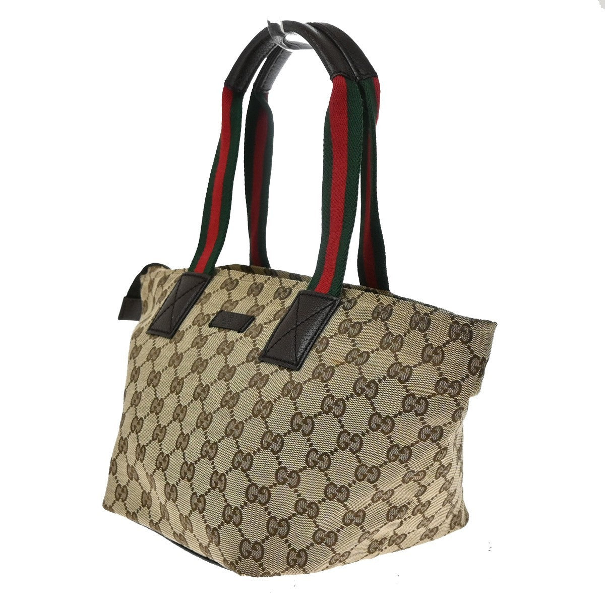 GUCCI Logo Sherry GG Pattern Hand Bag Canvas Leather Brown Italy 83KB481