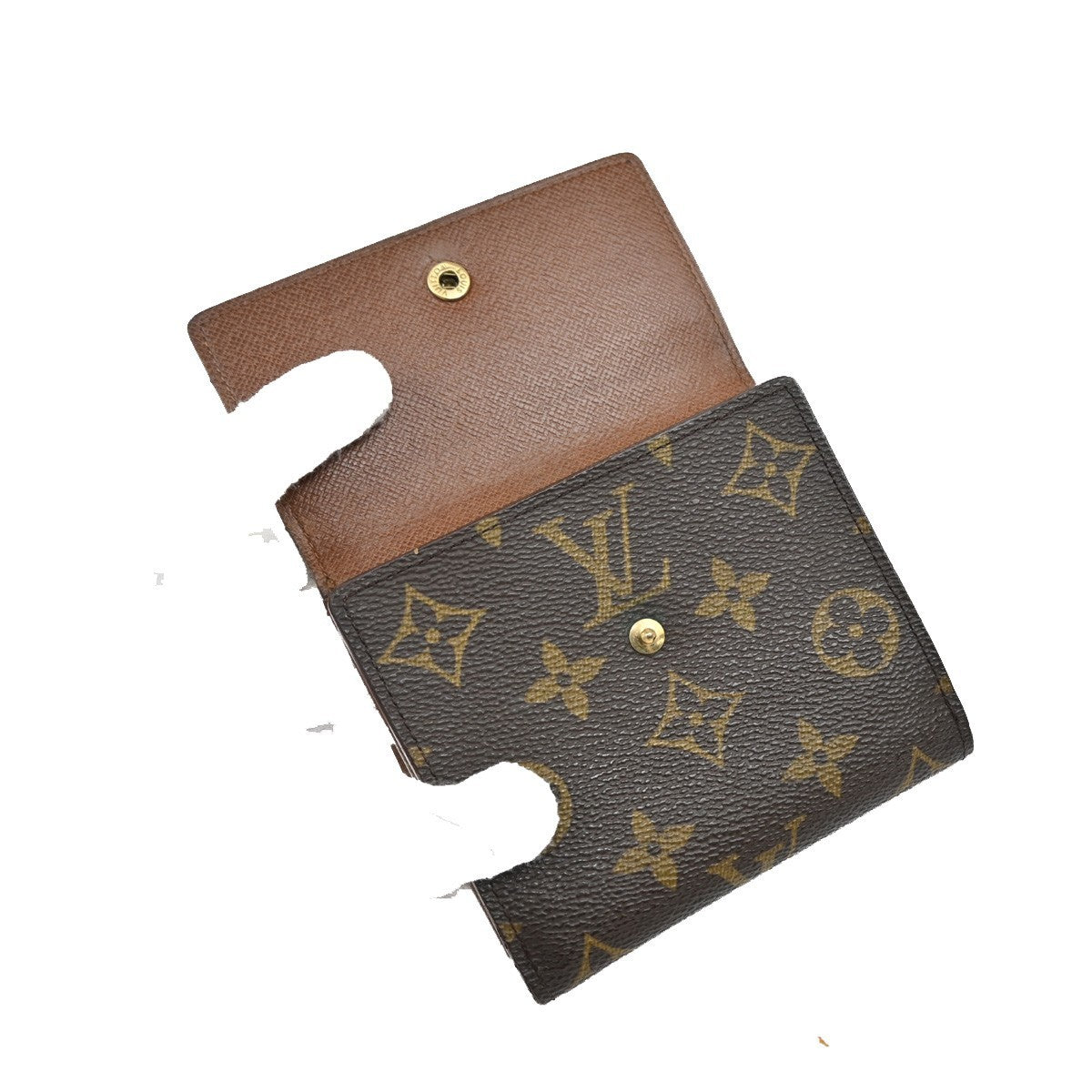 LOUIS VUITTON LV Logo 3 Set Trifold Wallet Monogram Leather Brown 67FC147