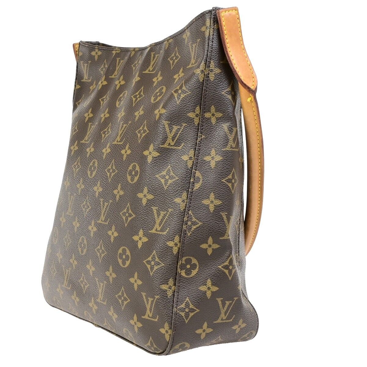 LOUIS VUITTON Logo Looping GM Shoulder Bag Monogram Leather Brown M51145 89ED212