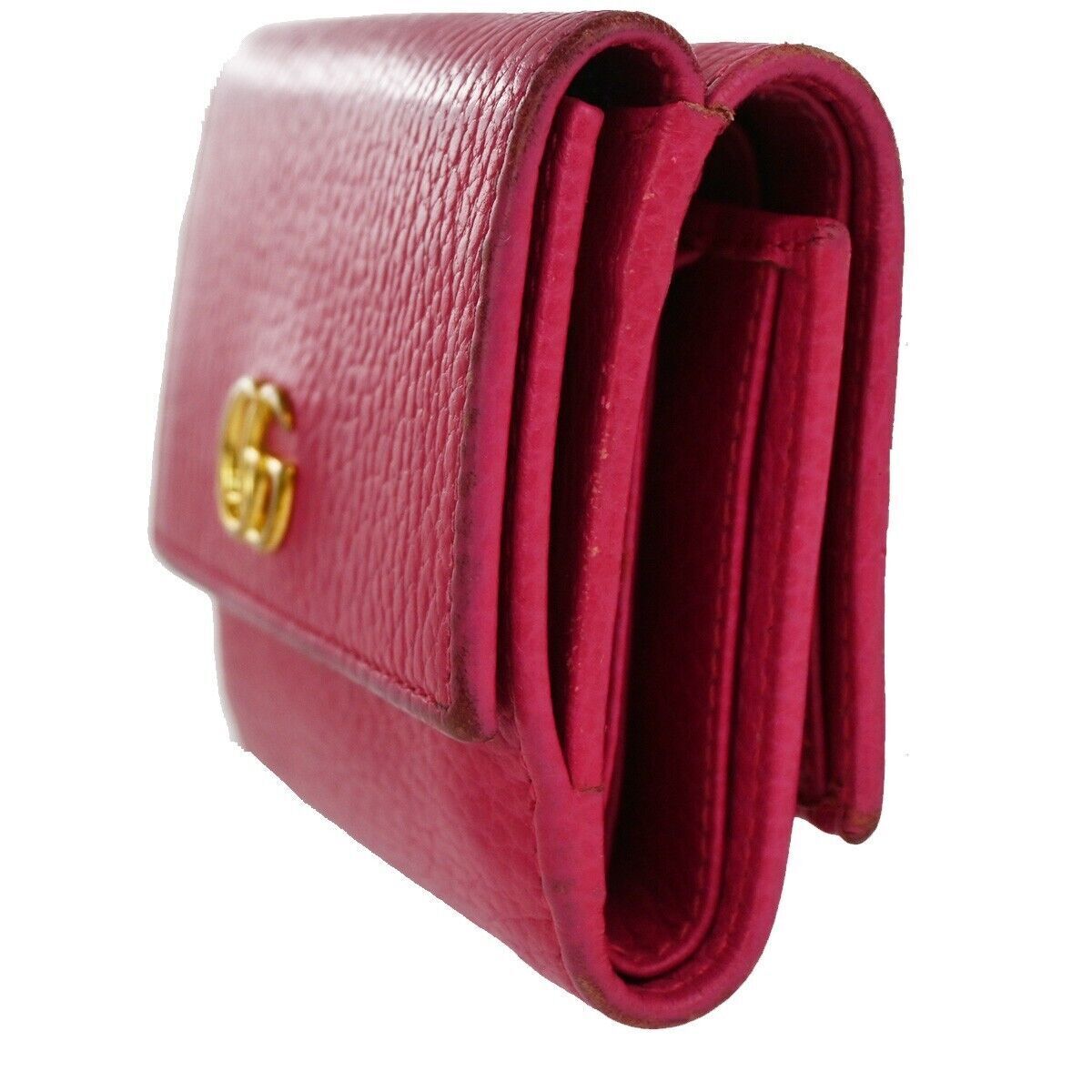 GUCCI Marmot GG Logos Bifold Wallet Purse Leather Pink Made In Italy 66SG797