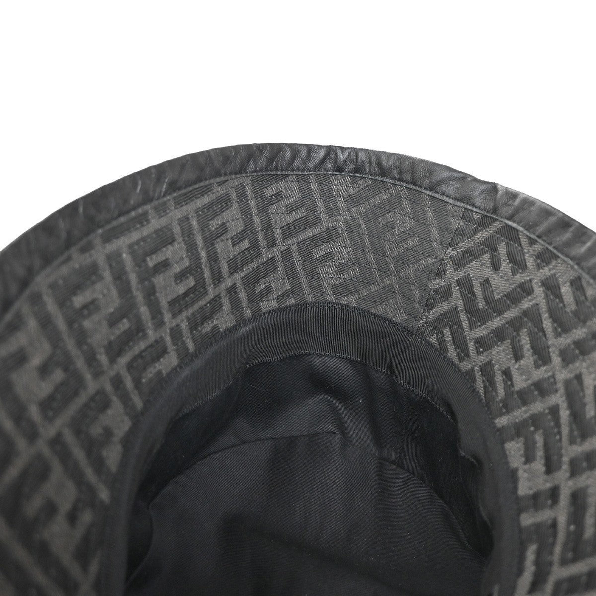 FENDI Logo Zucca Pattern Bucket Hat Size S Cotton Polyester Black 82RP009
