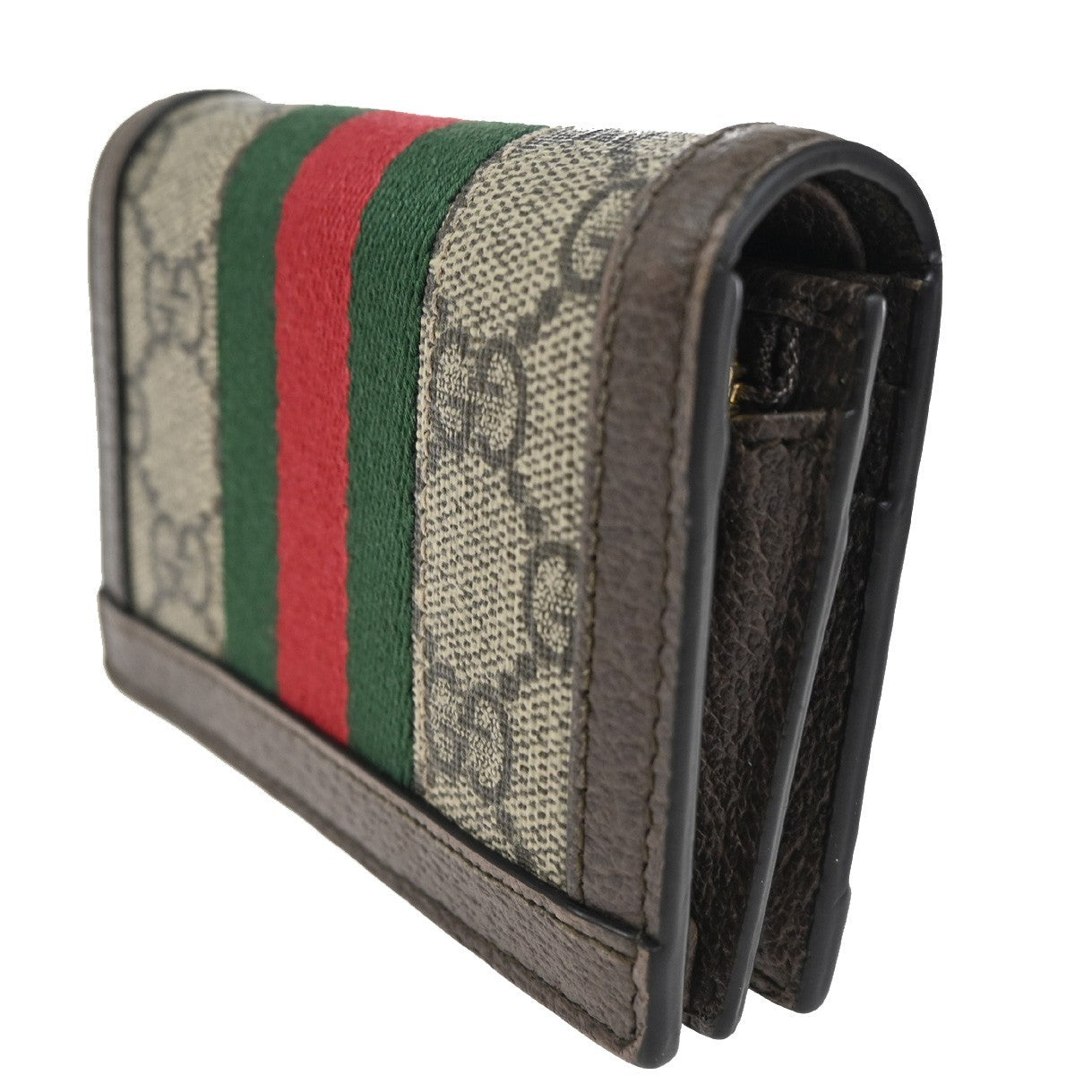 GUCCI Logo Sherry GG Pattern Compact Wallet Supreme Leather Brown GHW 31TA331