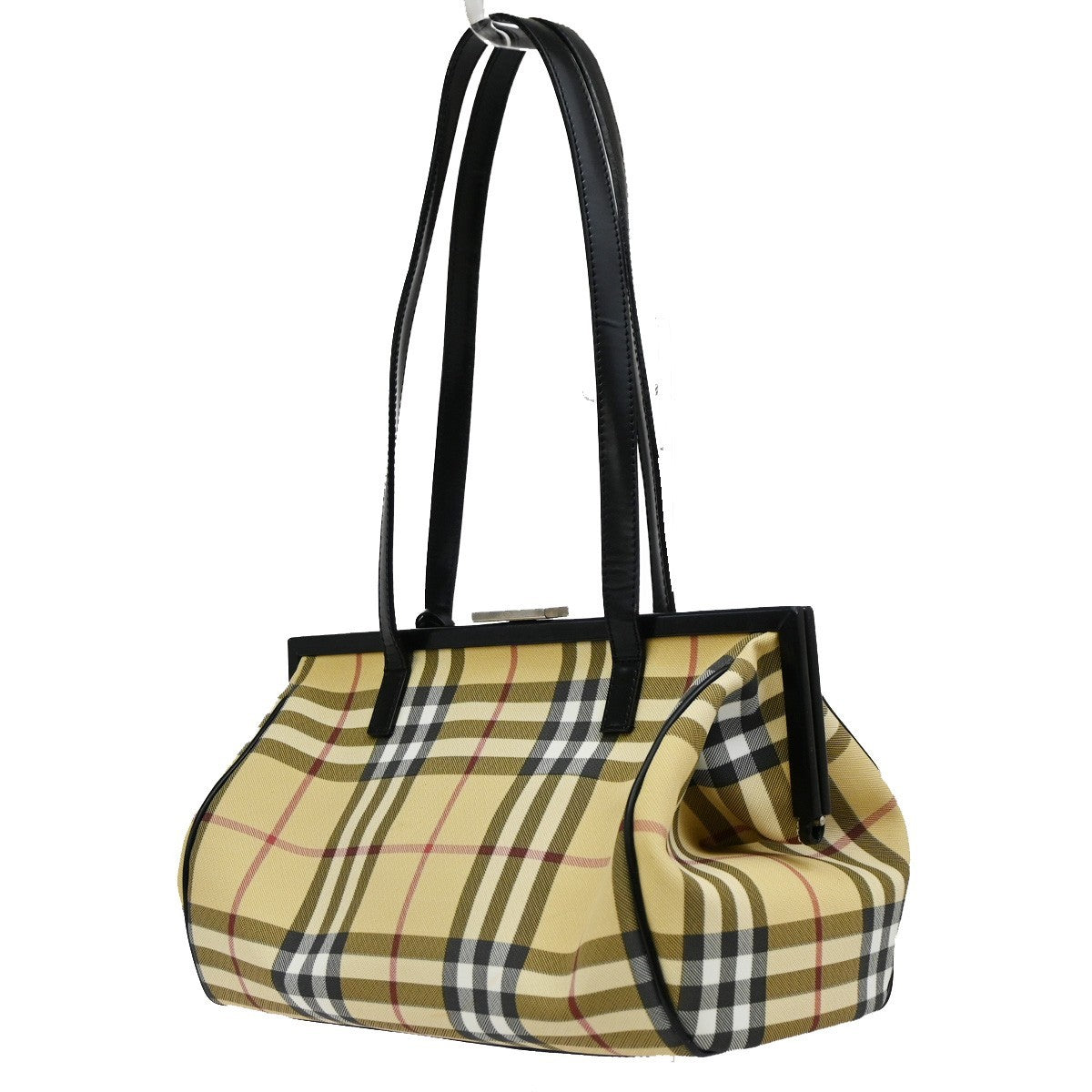 BURBERRY Logo Nova Check Shoulder Bag PVC Leather Beige Black 38DA064