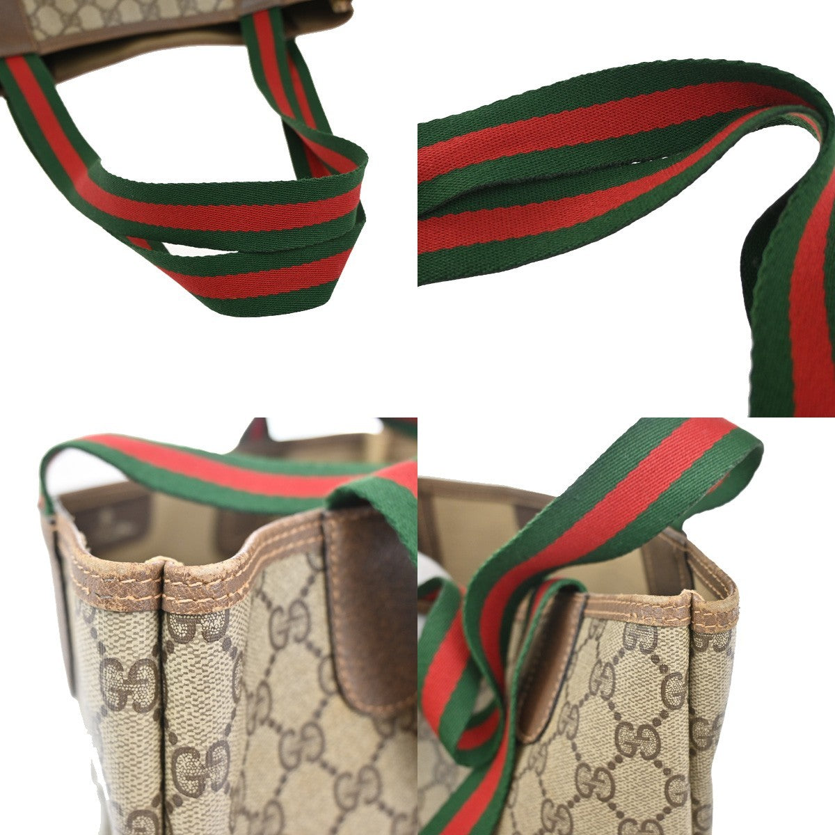 GUCCI Logo Sherry GG Pattern Shoulder Bag PVC Leather Brown Gold Italy 04YH816