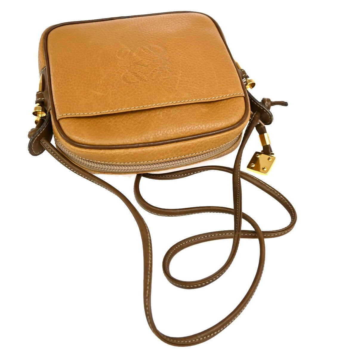 LOEWE Logo Anagram Shoulder Bag Leather Brown GHW Spain 80TA678
