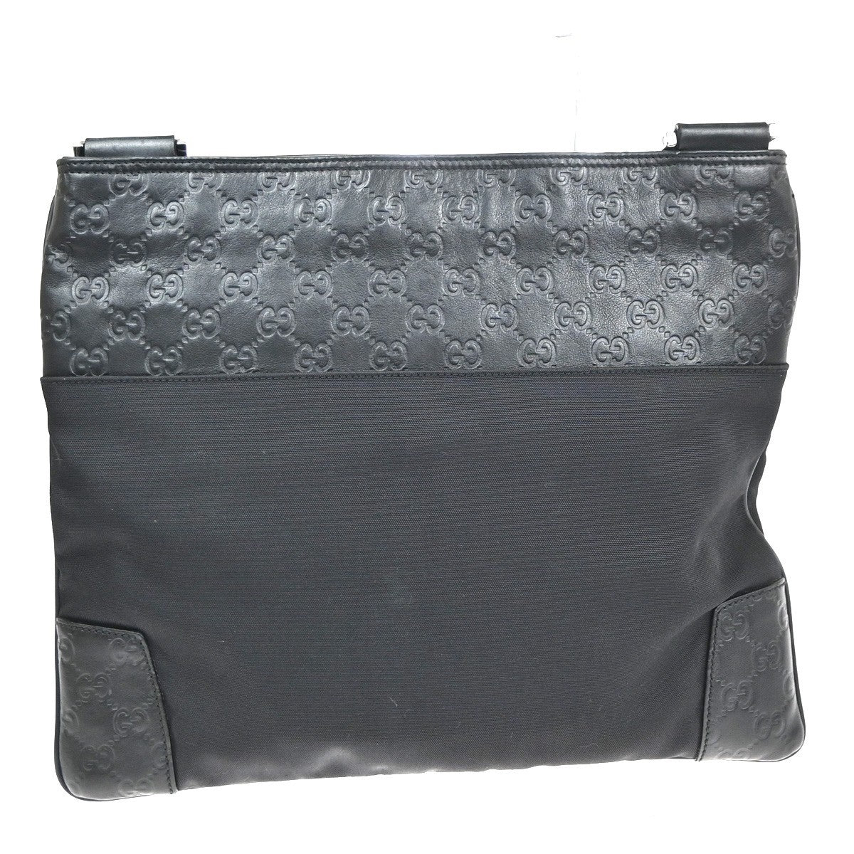 GUCCI Guccissima GG Crossbody Shoulder Bag Leather Canvas Black SHW 33KD071