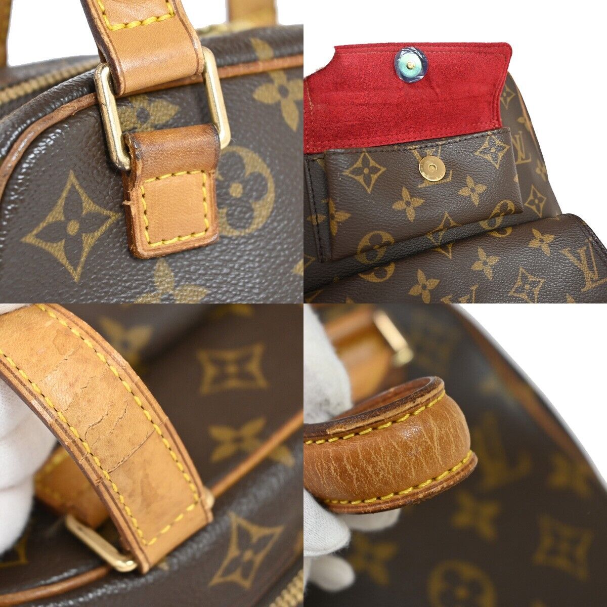 LOUIS VUITTON LV Excentri Cite Hand Bag Monogram Leather Brown M51161 72EA840