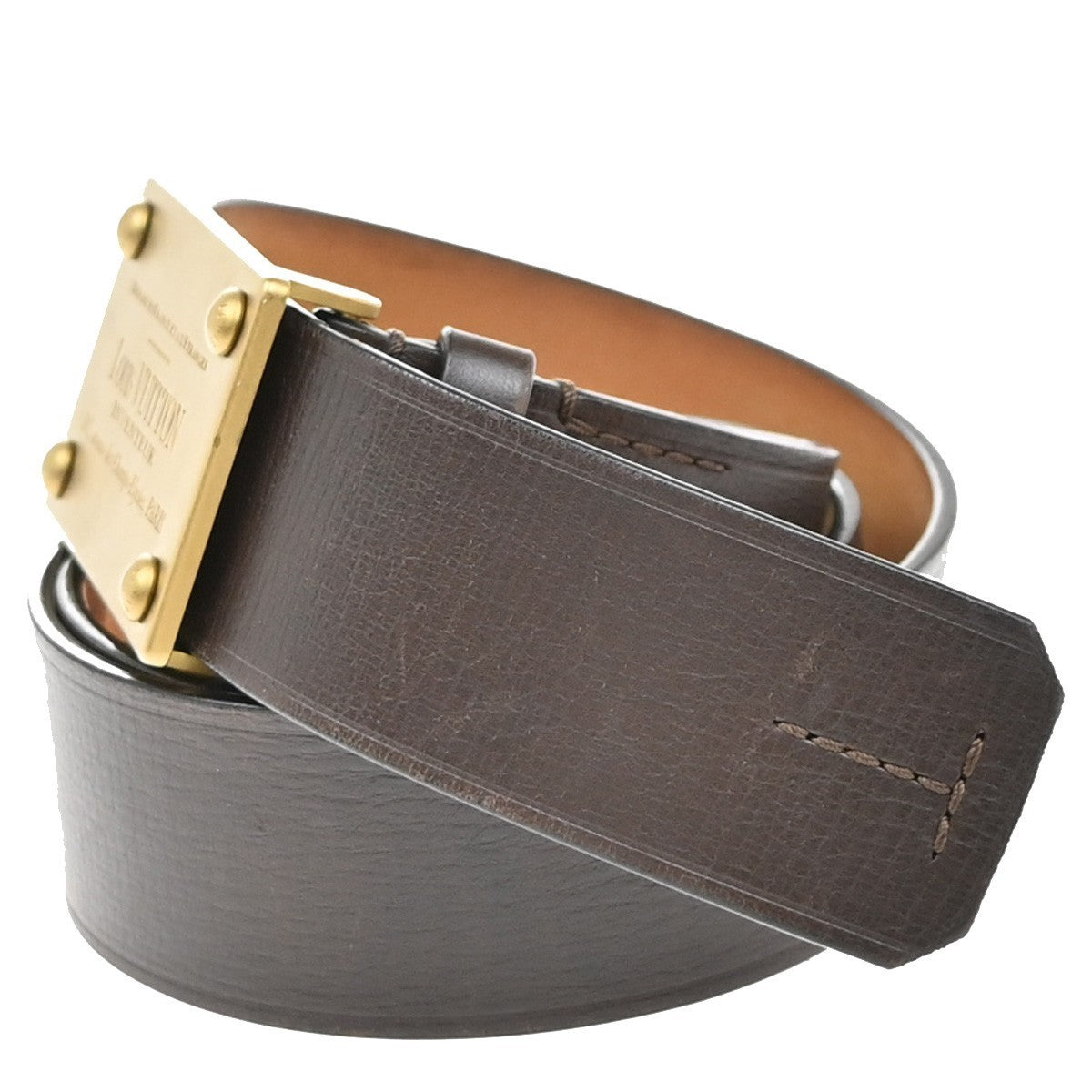 LOUIS VUITTON Logo Ceinture Utah Belt 110/44 Leather Brown GHW M6811W 30KB418