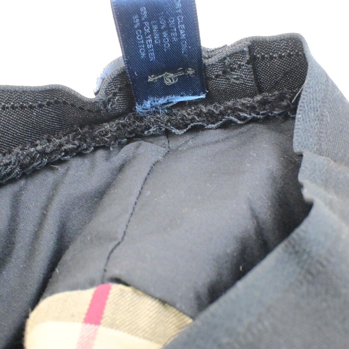 BURBERRY LONDON Logo Nova Check Bucket Hat #M Wool Cotton Leather Black 04KA570