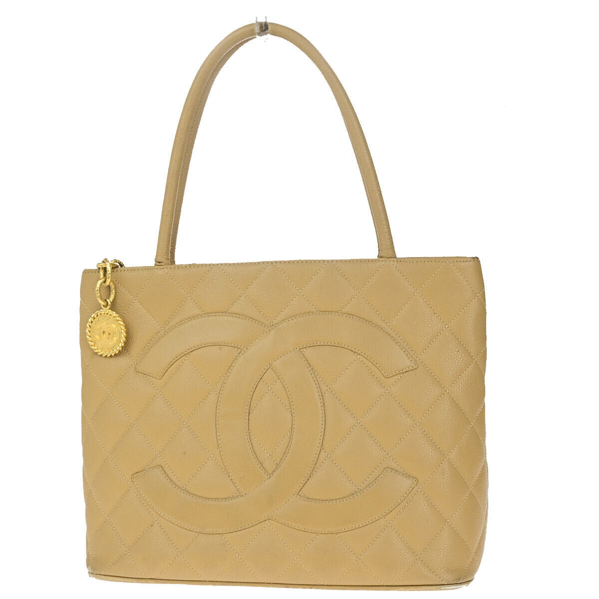 CHANEL CC Medallion Matelasse Shoulder Bag Grained Calfskin Leather BE 46RK561