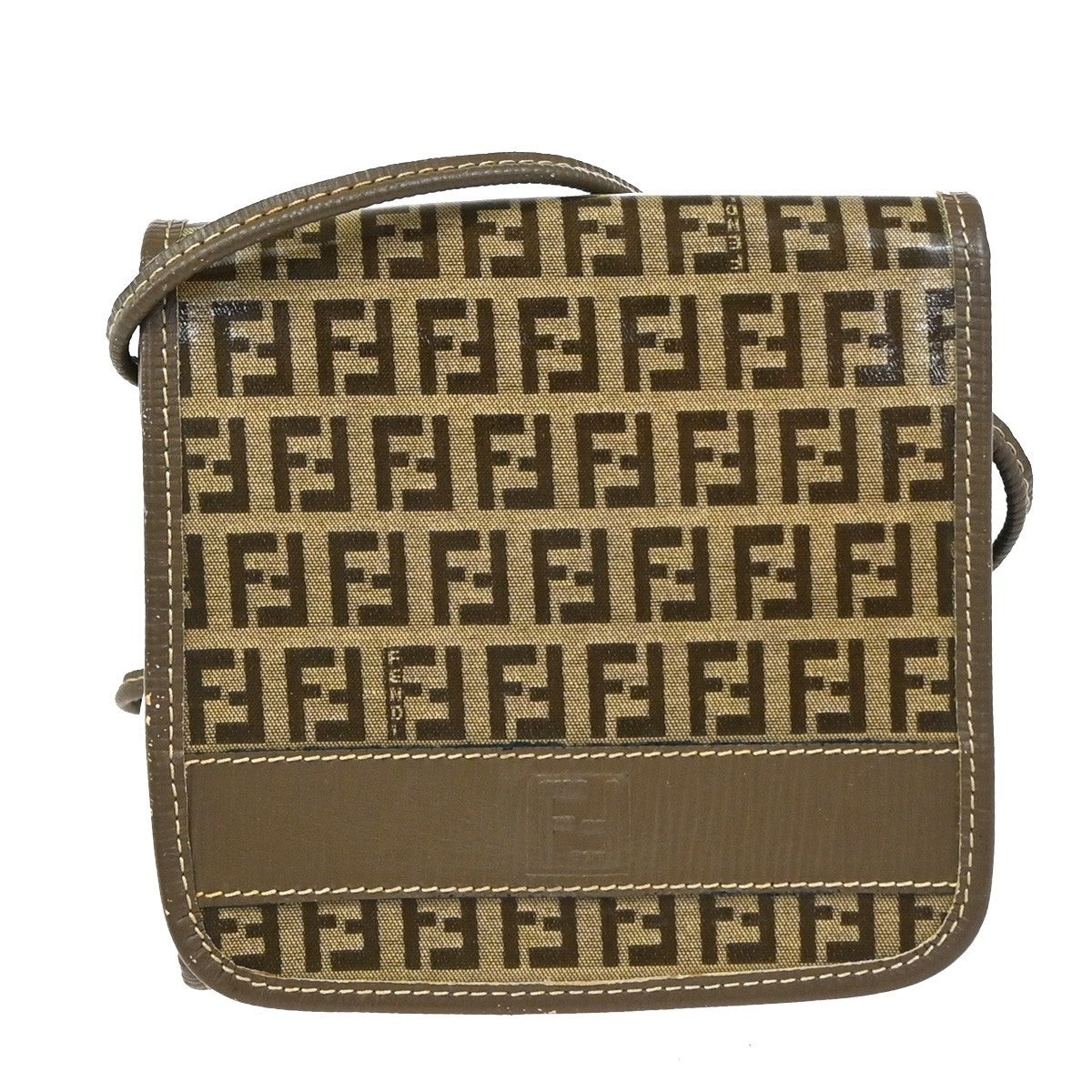 FENDI Zucca Zucchino Pattern Shoulder Bag PVC Leather Brown Italy 69TA646