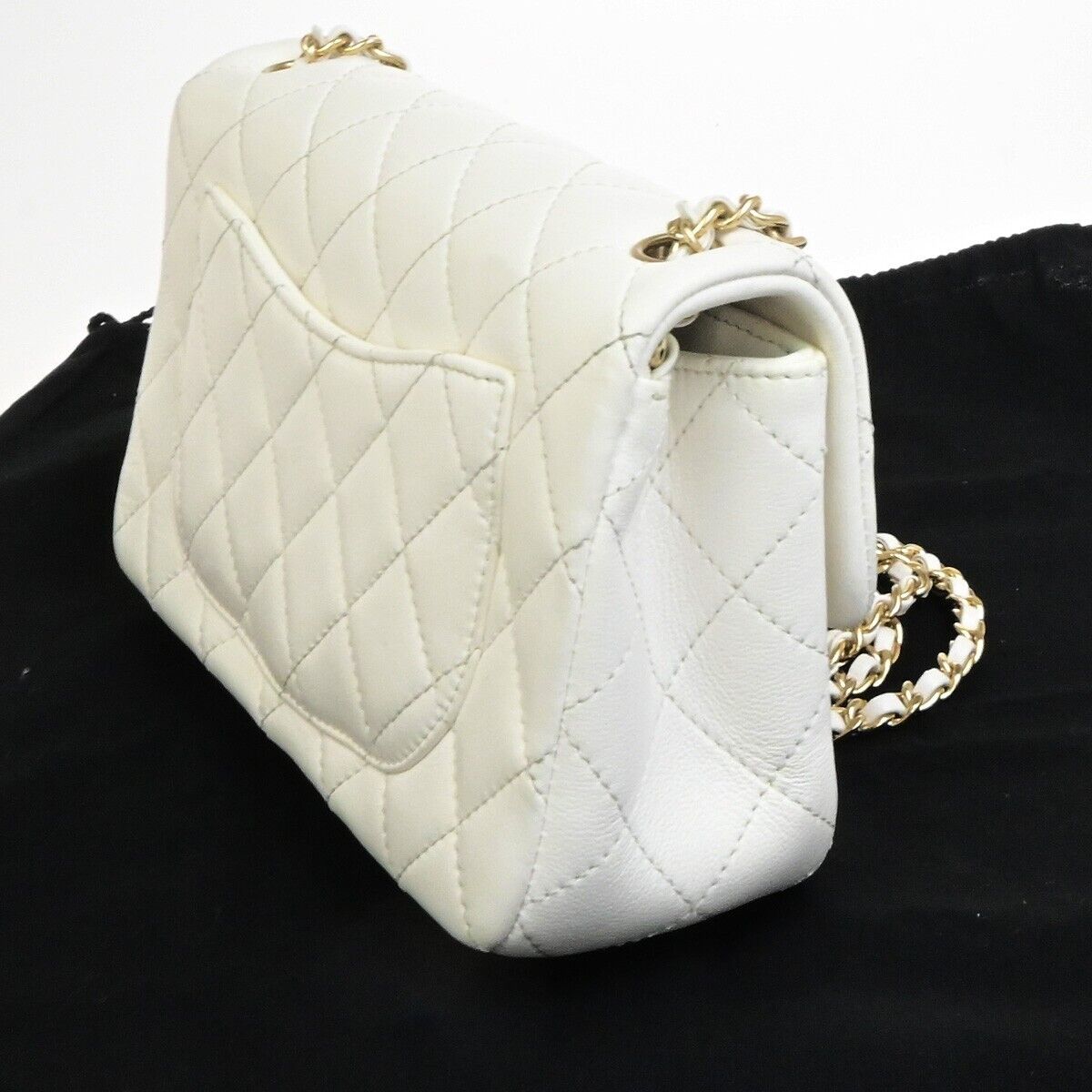 CHANEL CC Logo MatelasseFlap Chain Shoulder Bag Leather White GHW 892RF212