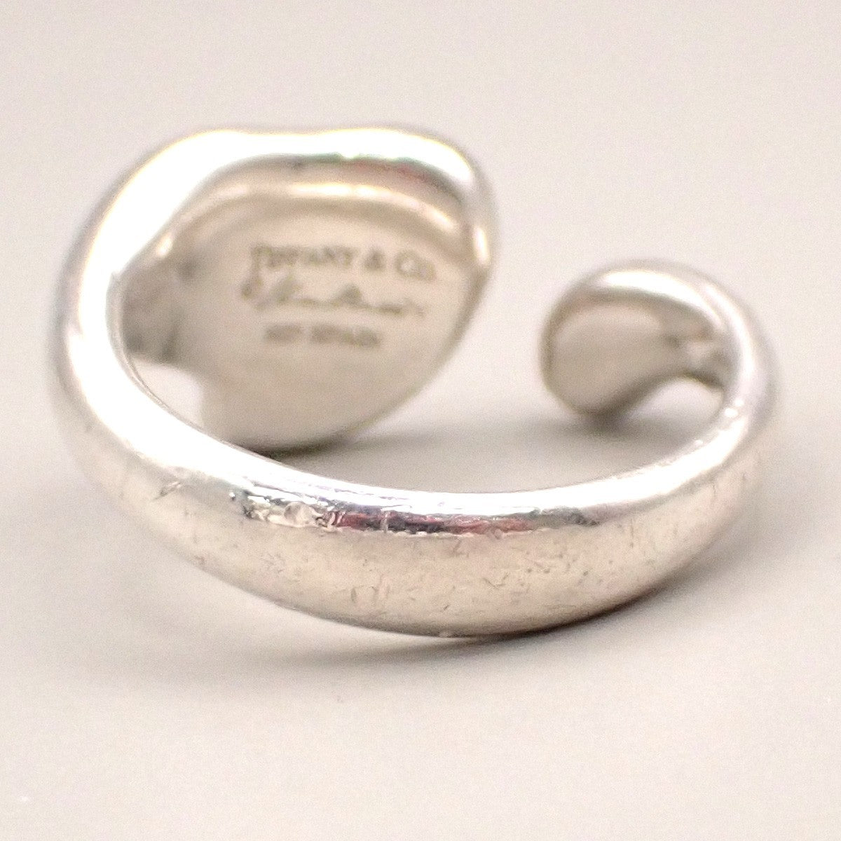 TIFFANY&Co. Logo Full Heart Diamond Ring Silver 925 Elsa Peretti Spain 08KC937