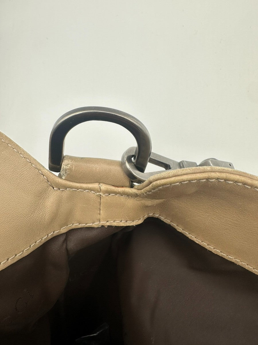 GUCCI Logo Bamboo 2Way Shoulder Hand Bag Leather Beige Italy SHW 68KC961