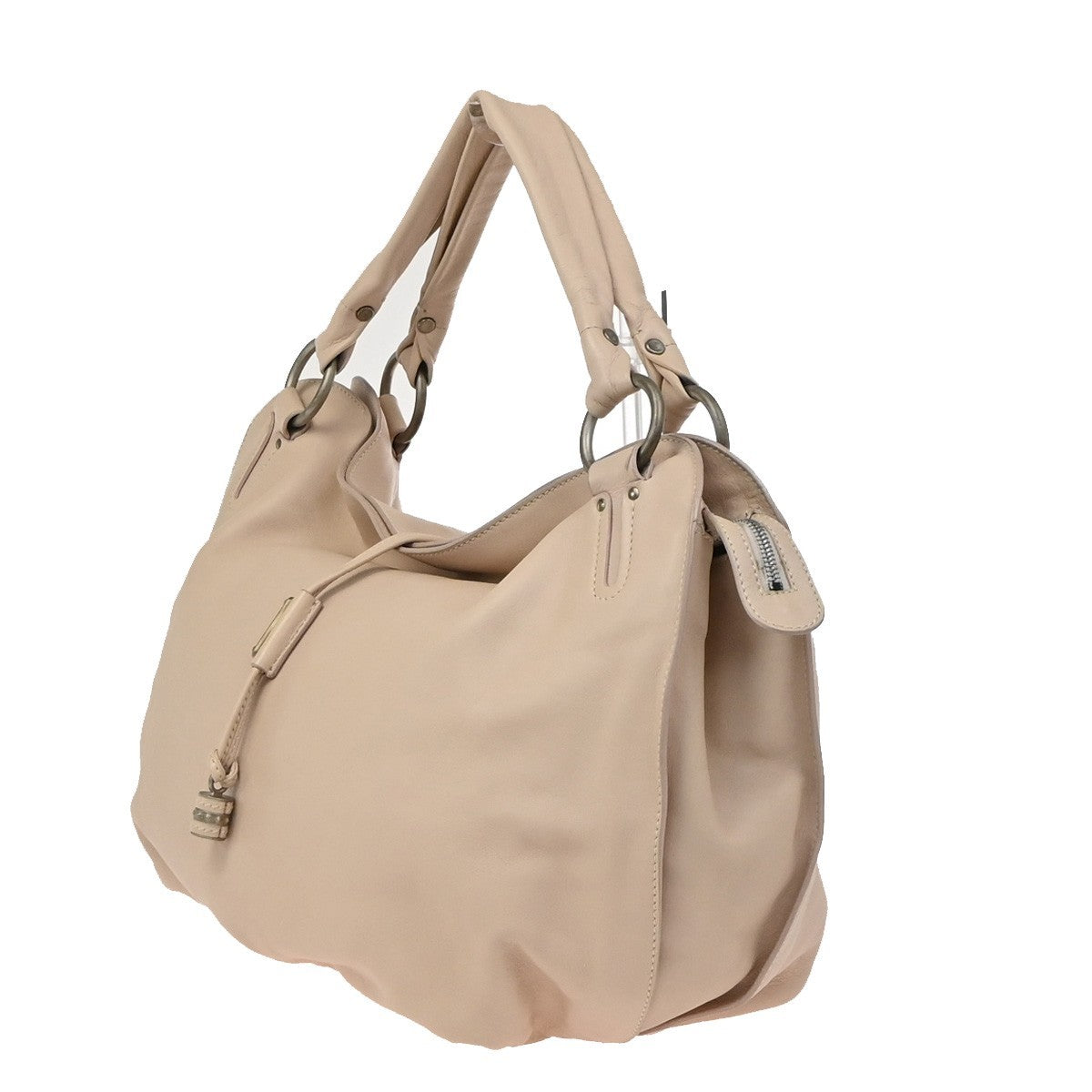 CELINE Logo Bittersweet Shoulder Hand Bag Leather Beige SHW Italy 76YH959