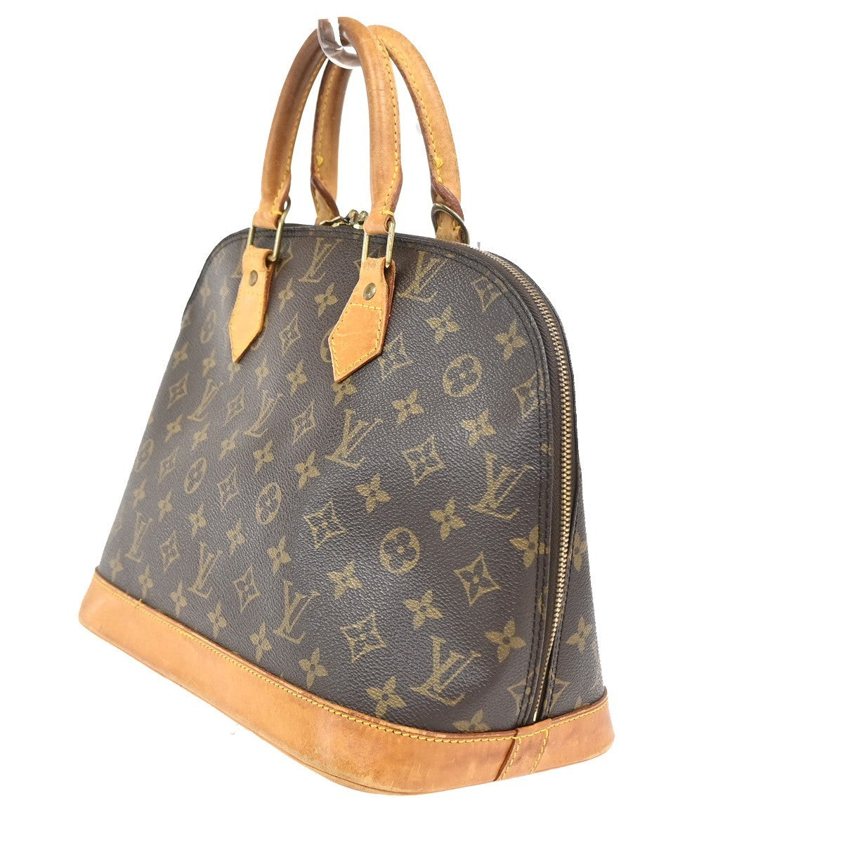LOUIS VUITTON LV Logo Alma Hand Bag Monogram Leather Brown France M51130 83SA028