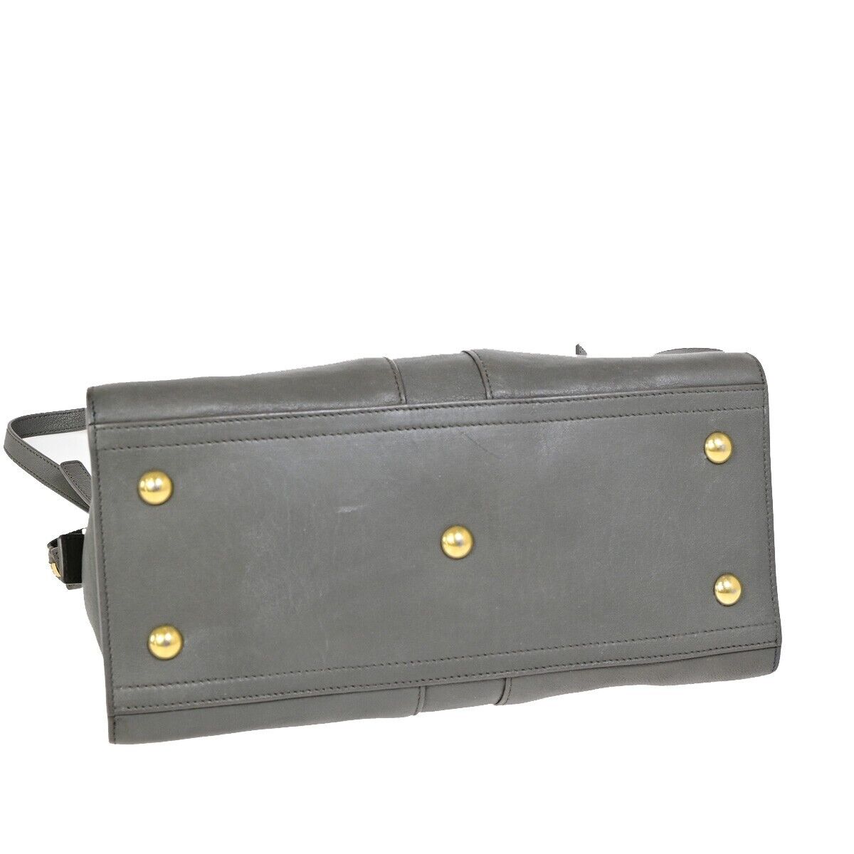 YVES SAINT LAURENT YSL 2Way Cabas Chyc Hand Shoulder Bag Leather Gray 35SH912
